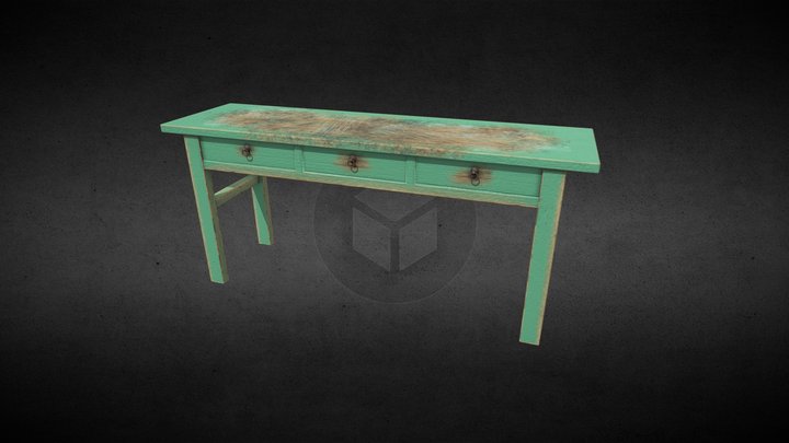 Old Workshop Table 3D Model