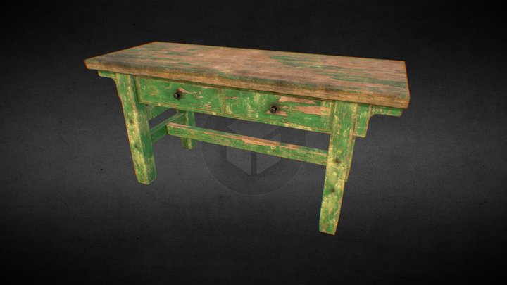Old Workshop Table 3D Model