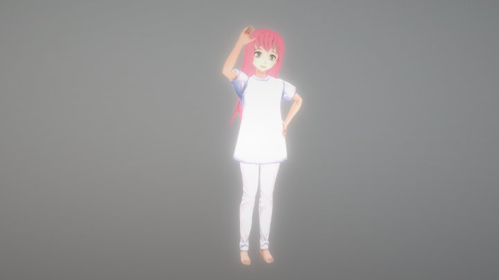 Girl with pink hair 3D Model