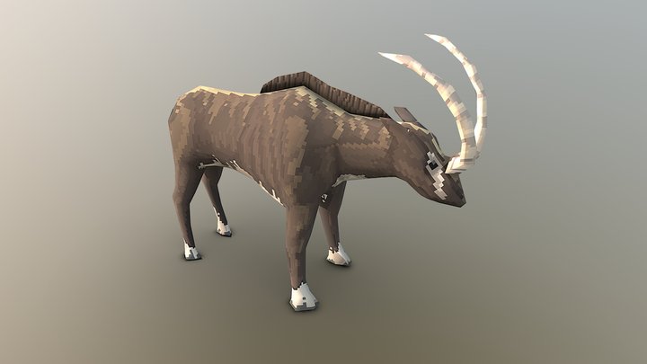 Low-poly pixel art Antelope 3D Model