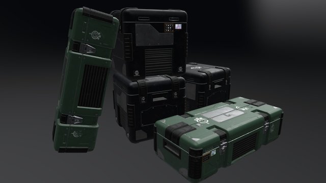 Group of Sci-fi Crates 3D Model