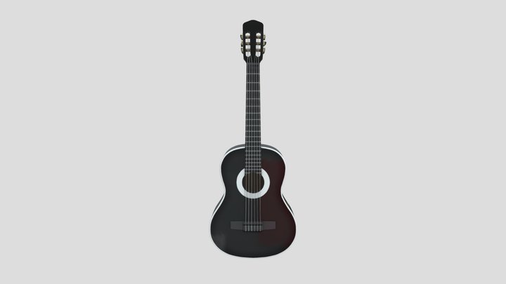 Black_ Acoustic Guitar 3D Model