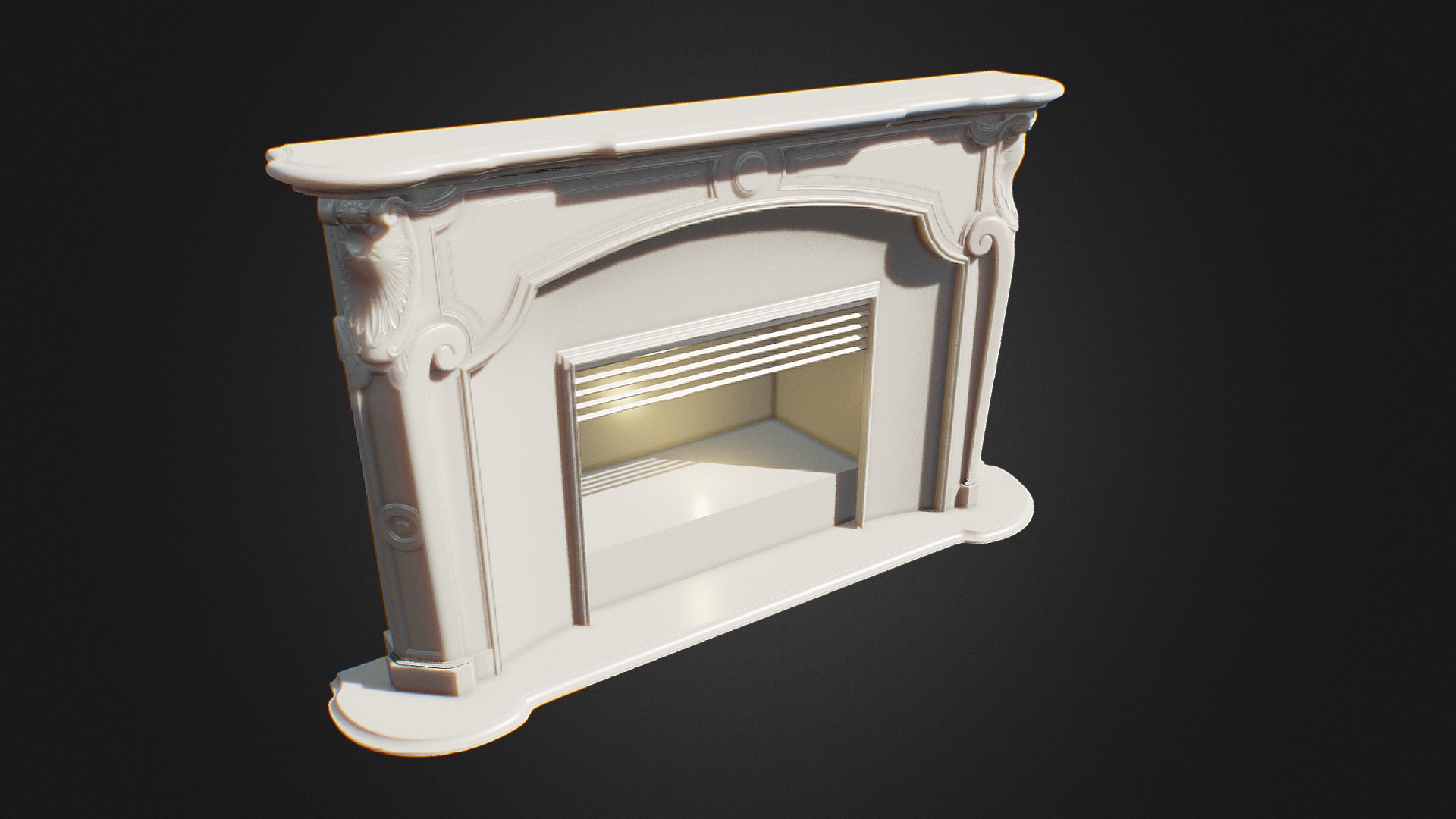 3D model Classic Fireplace - This is a 3D model of the Classic Fireplace. The 3D model is about a white and gold table.