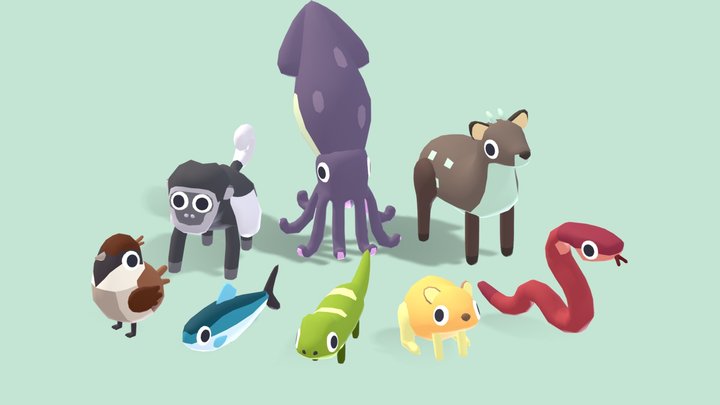 Quirky Series - FREE Animals Pack 3D Model