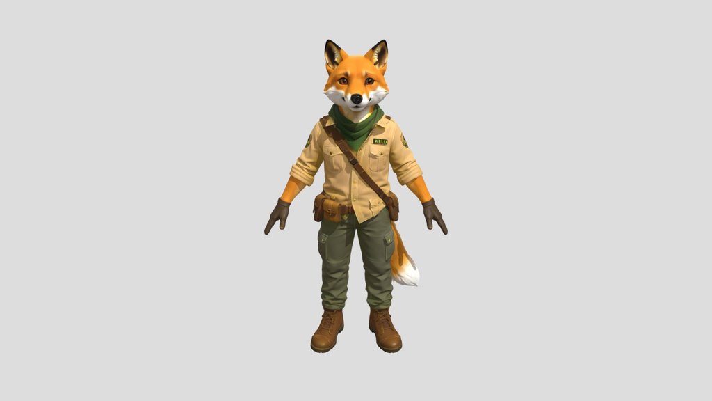 Anthropomorphic fox explorer character