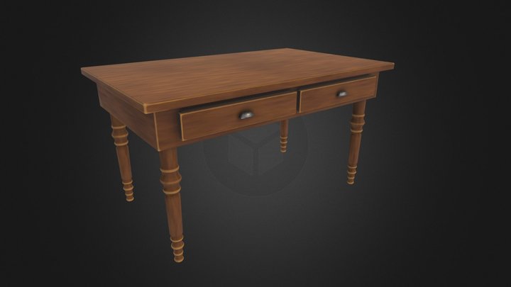 Old Wooden Desk 3D Model