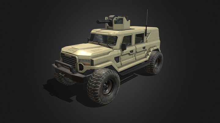 Military Tactical Vehicle With Turret AFV PBR 3D Model