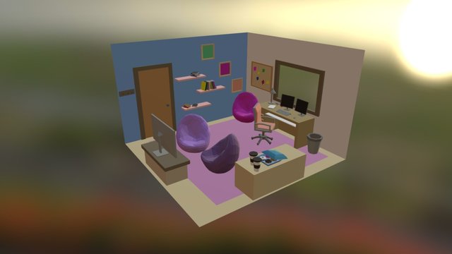 Low Poly - Workplace 3D Model