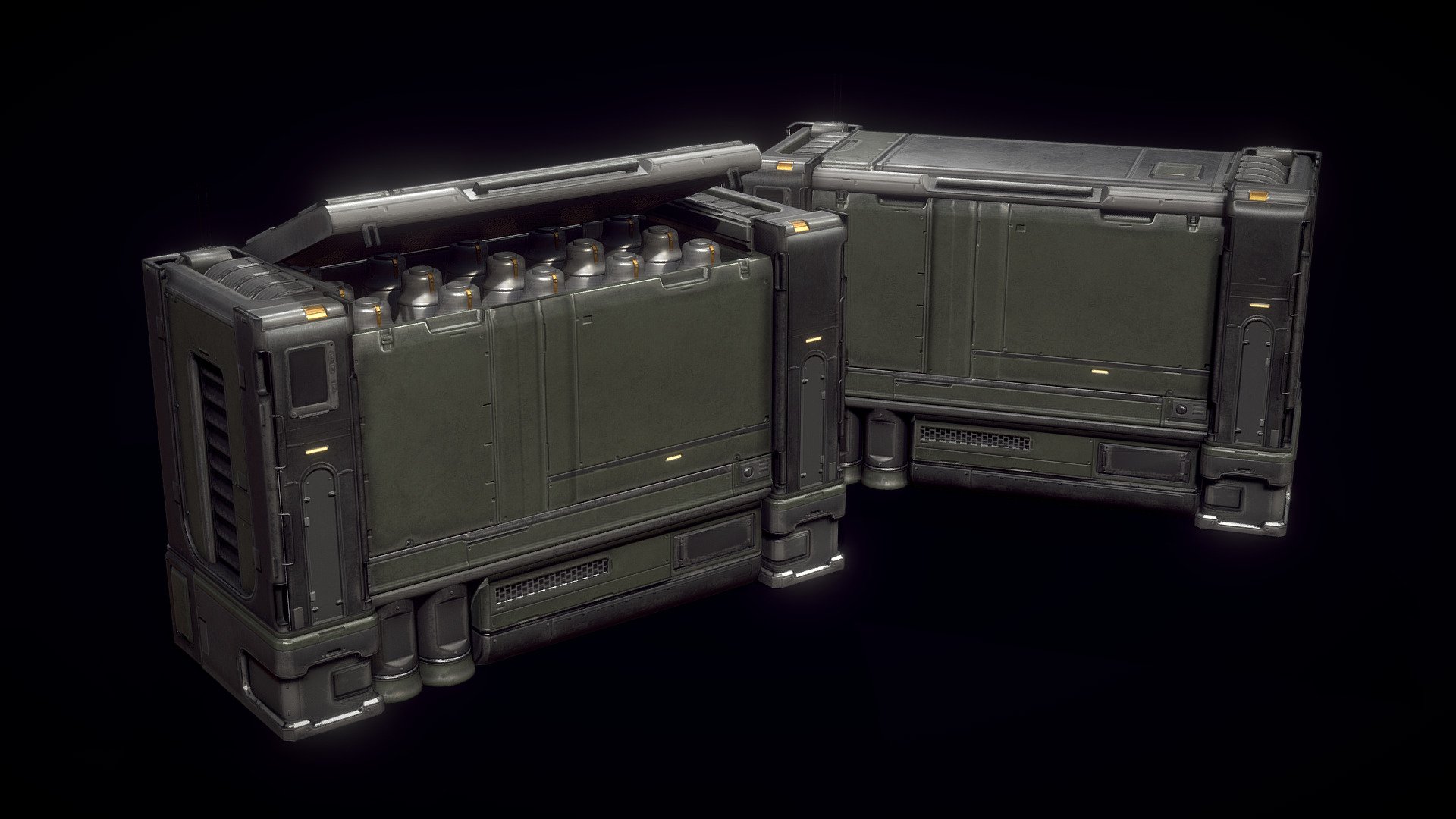 core-vault scifi fridge/freezer prop — Sketchfab embed 3D viewer