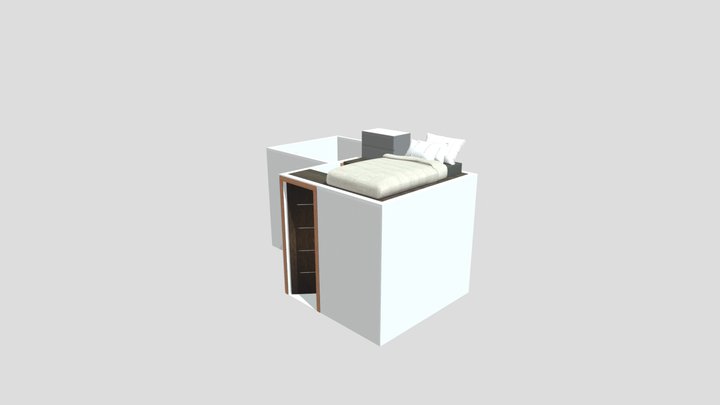 Maids room with bath loft bed style 3D Model