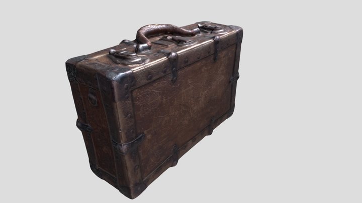 Antique Leather Suitcase 3D Model