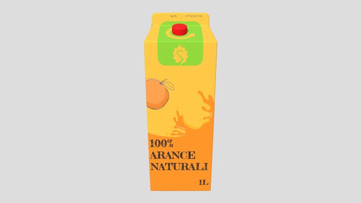 Orange Juice Box - 3D mockup 3D Model