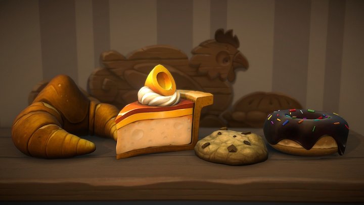 Bakery pastries and desserts (3d models) 3D Model