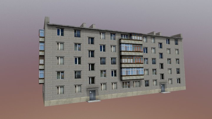 Brick tenement type 1-447C-36 3D Model