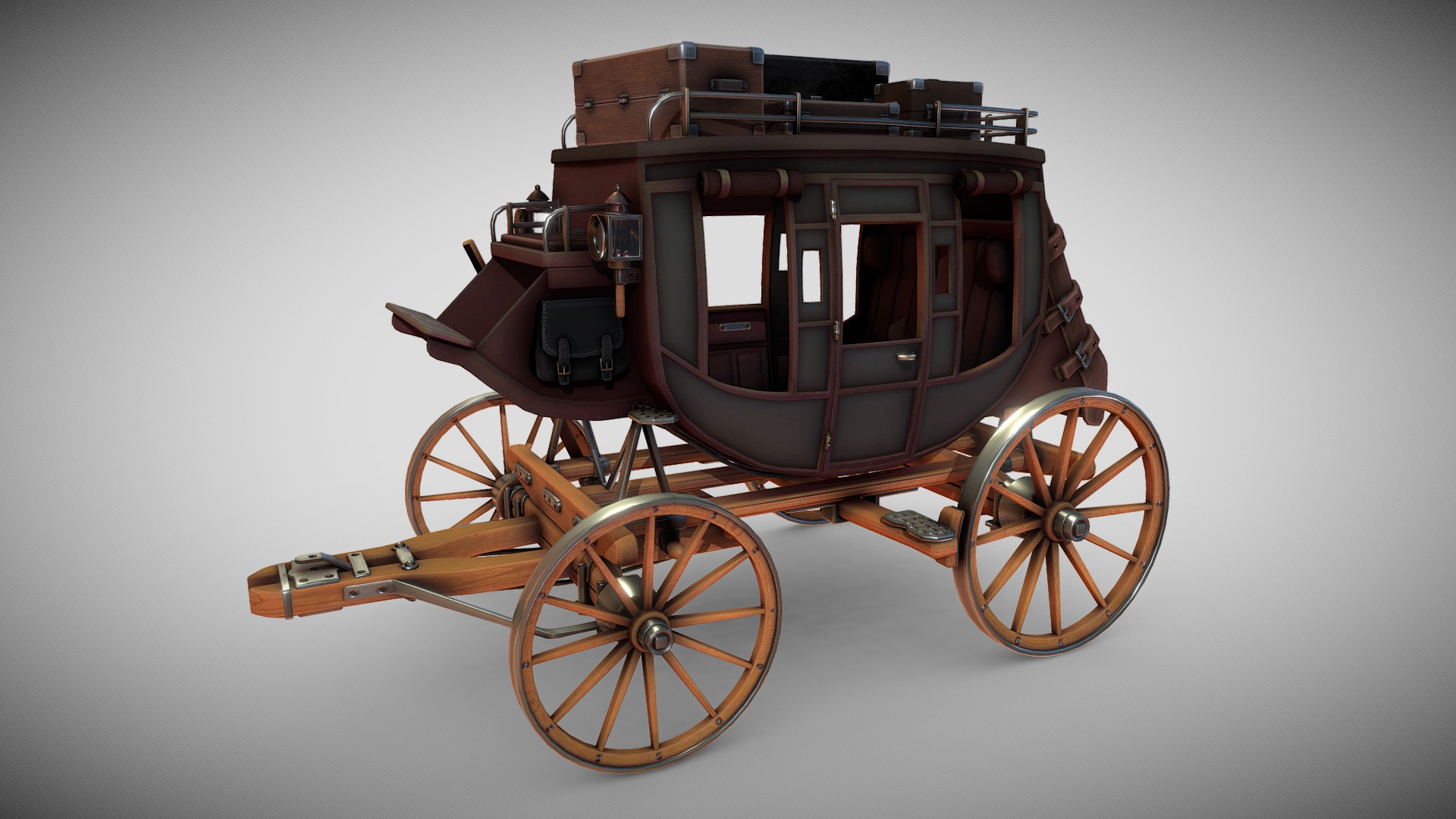 3D model Stagecoach - This is a 3D model of the Stagecoach. The 3D model is about a small wooden carriage.