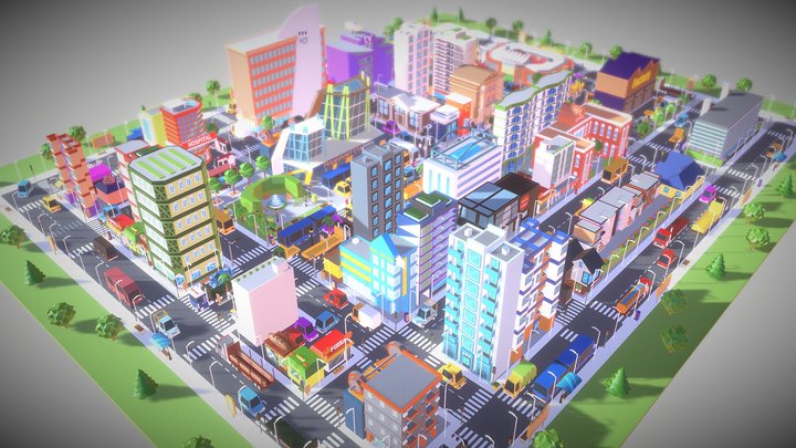 Simple Poly City 2 3D Model