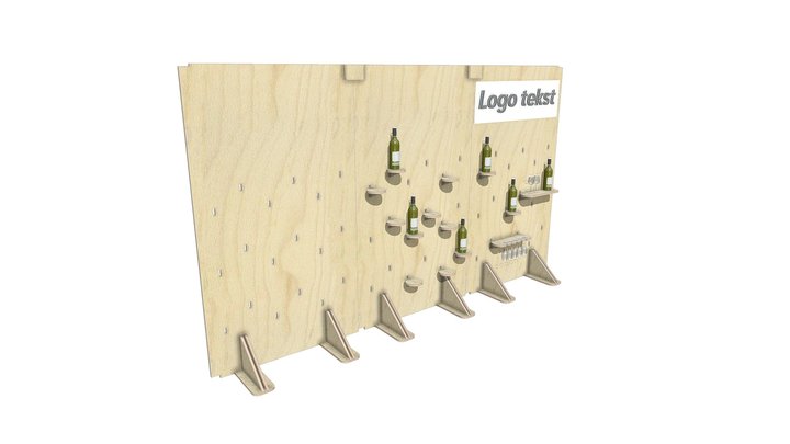 Exhibition wall with shelves 3D Model