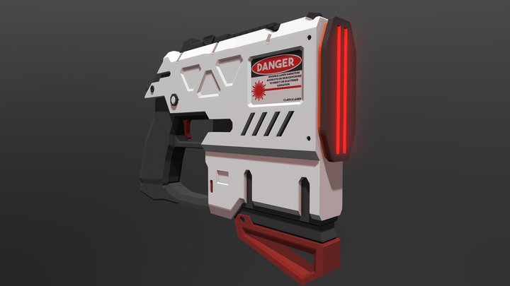 Low Poly Laser Pistol 3D Model