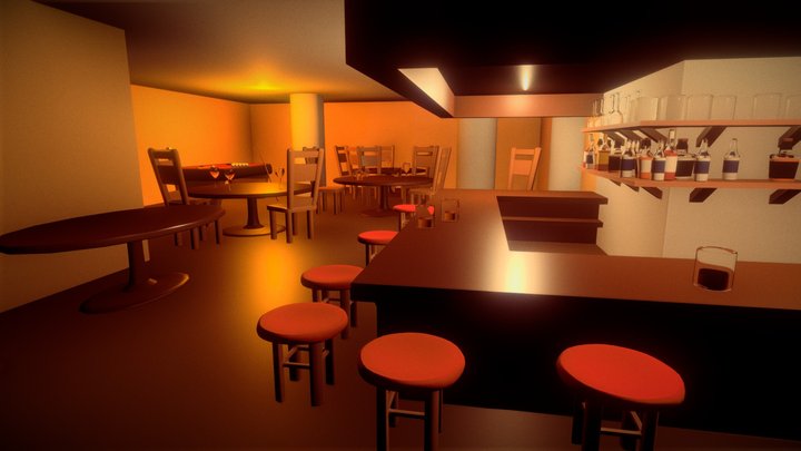 Bar Scene Free Download 3D Model