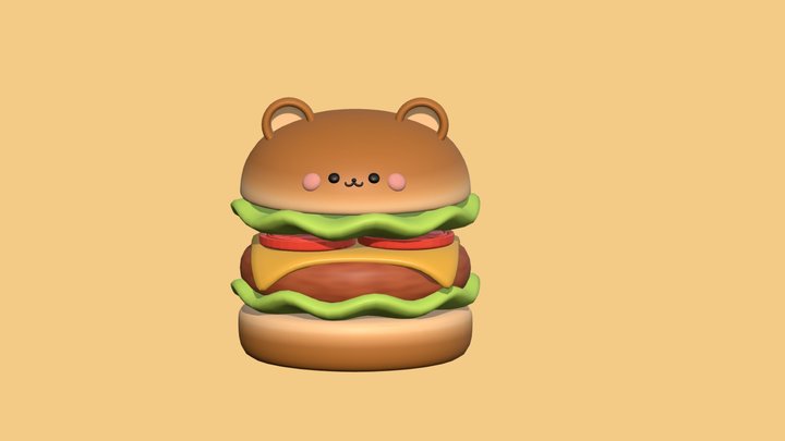 Hamburger - cute hamster 3D Model