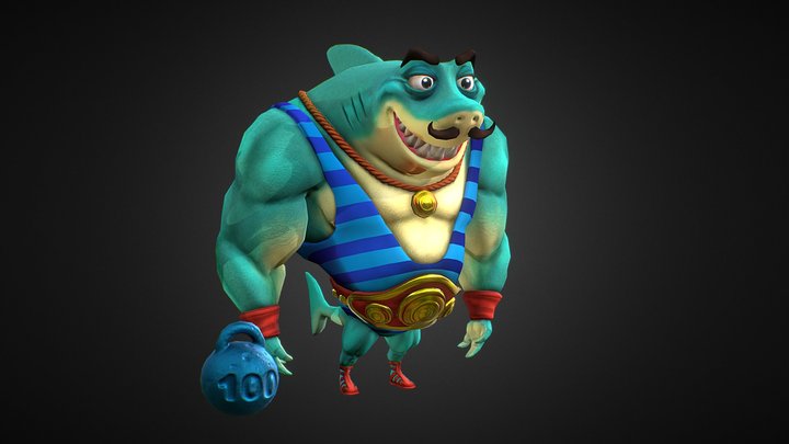 Cartoon Gym Shark 3D Model