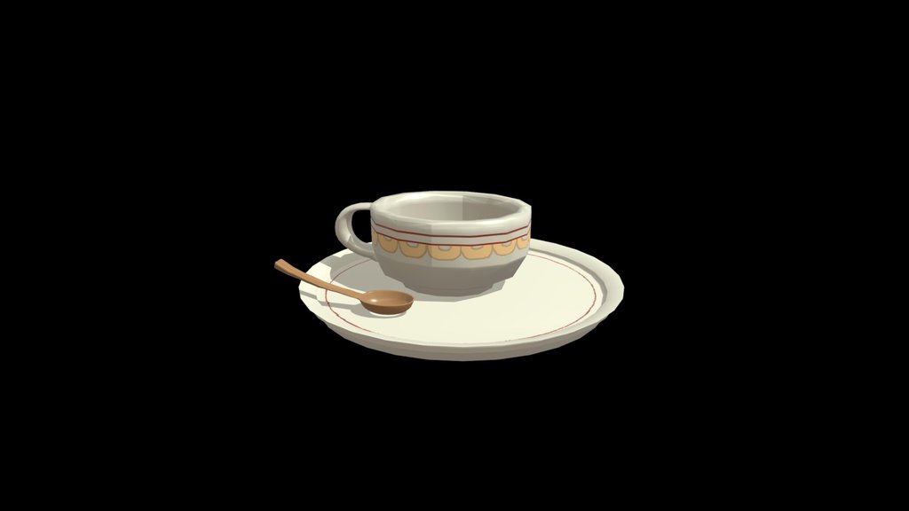 Plato, taza, cuchara