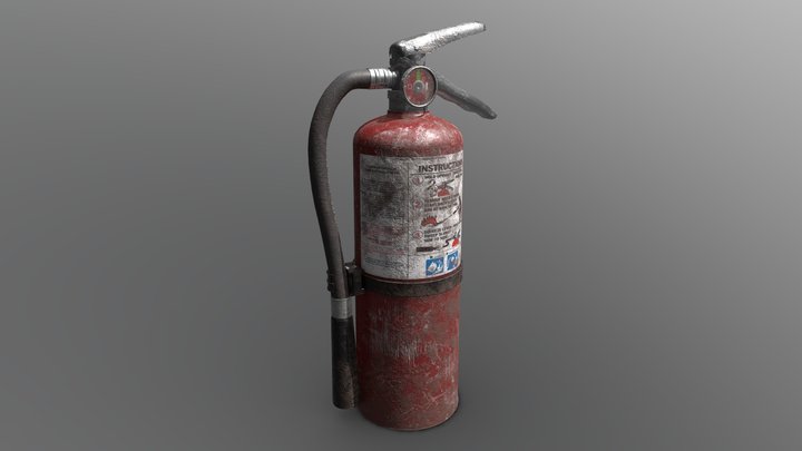 Worn Fire Extinguisher 3D Model