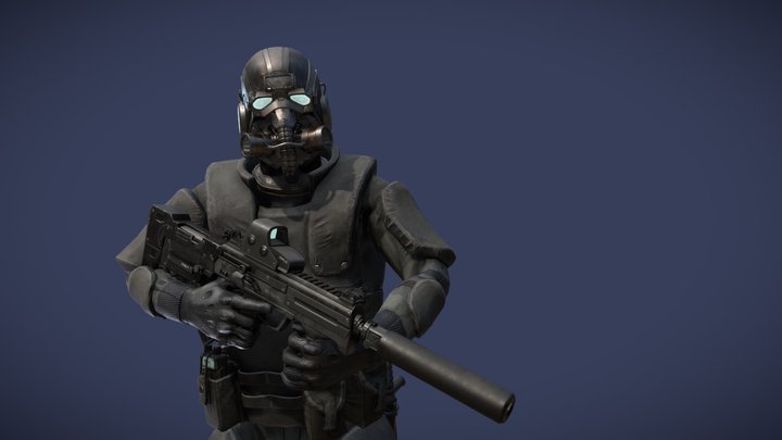 Special forces skifi soldier - skin 3 3D Model
