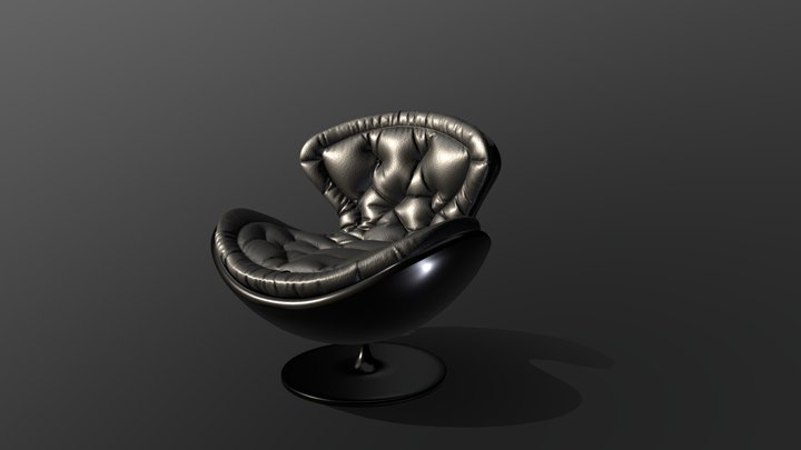 Black Modern Armchair 3D Model
