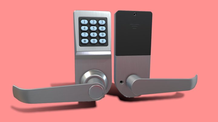 Metallic Digital Door Lock low-poly 3D Model