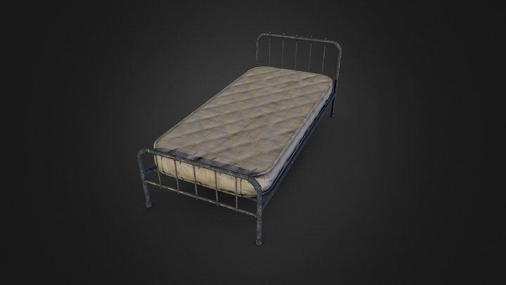 Old Metal Soviet Hospital Bed 3D Model