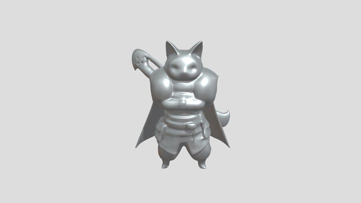 Armored humanoid cat character 3D Model