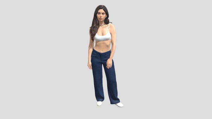 Wide Leg Trousers With White Knit Bralette – Kostenloses 3D-Modell STL