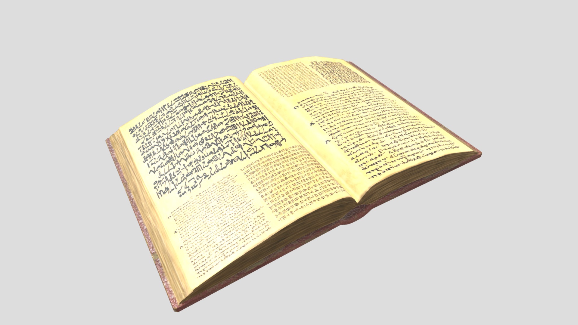 3D model Opened Ancient Spellbook - This is a 3D model of the Opened Ancient Spellbook. The 3D model is about text, letter.