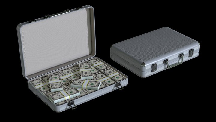 Lowpoly Money Suitcase 3D Model