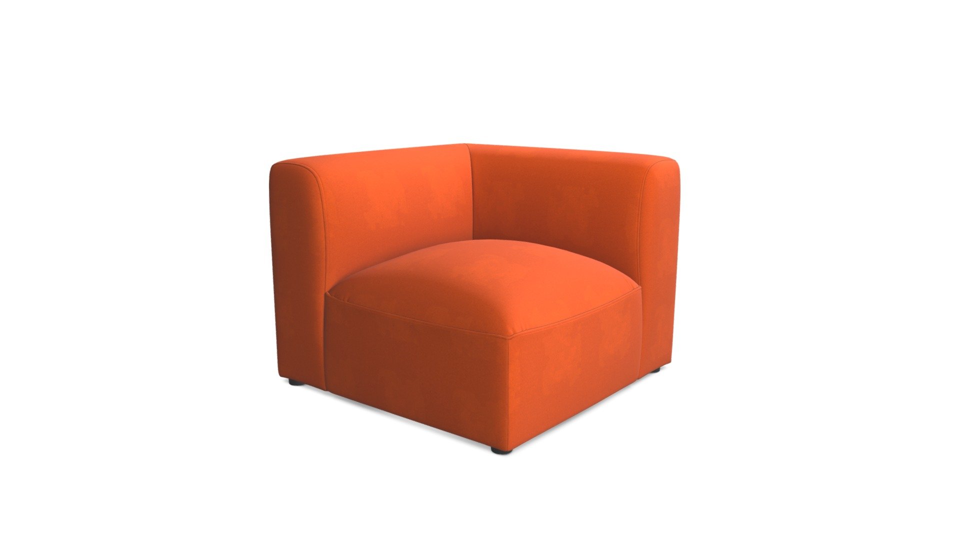 Juno Modular Corner End Seat,Flame Orange Velvet