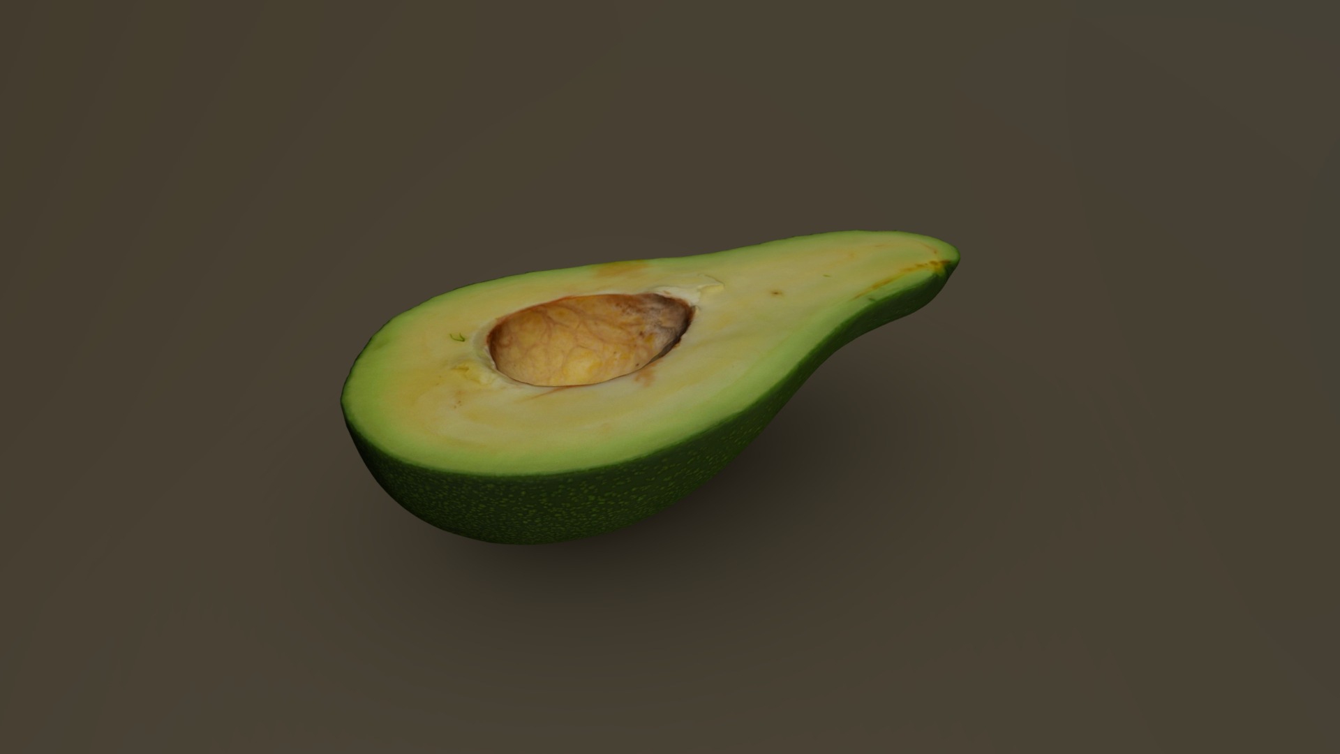 3D model Half Green Avocado without the Pit 08 - This is a 3D model of the Half Green Avocado without the Pit 08. The 3D model is about a half of a kiwi.
