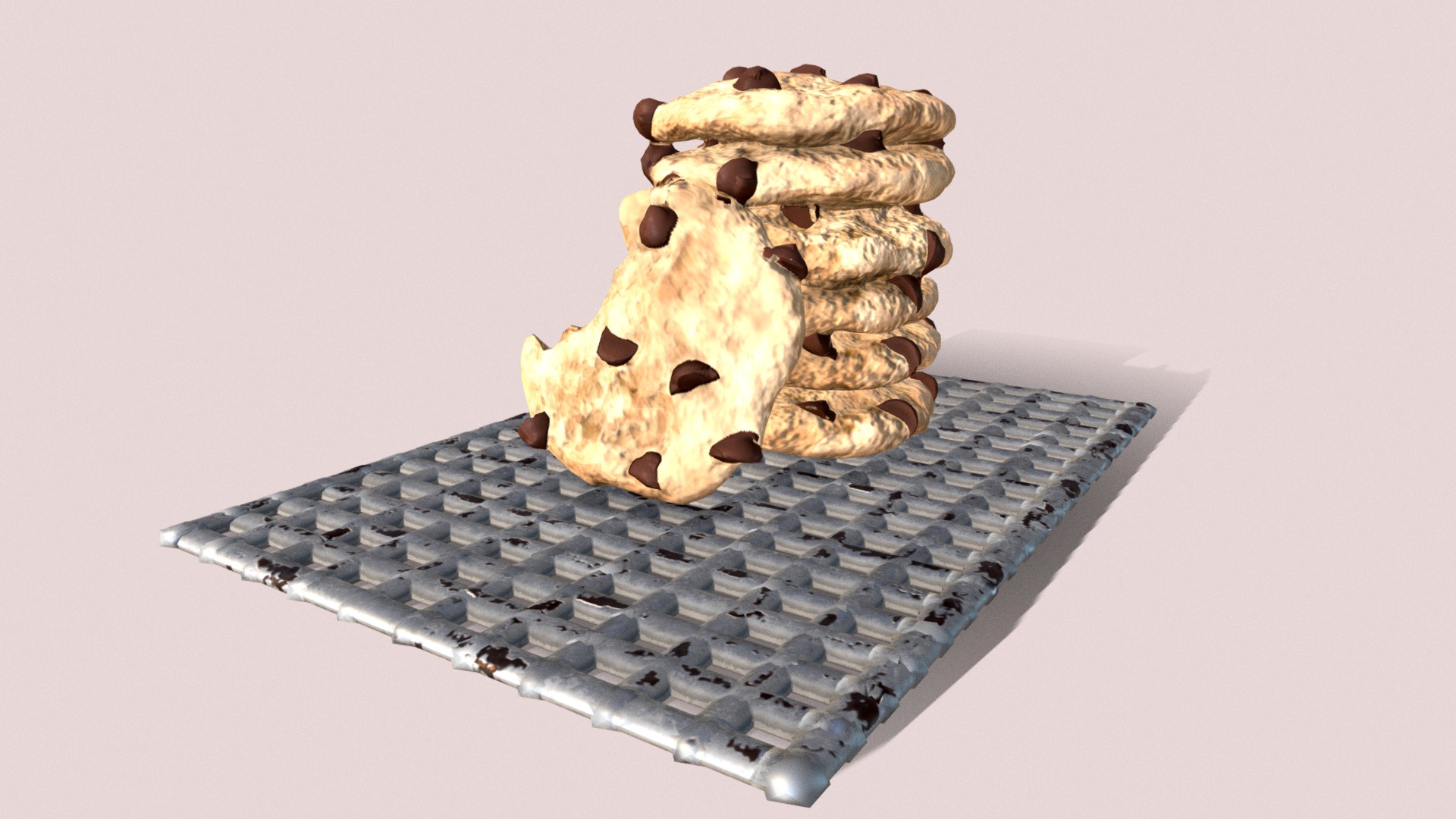 3D model Cookies With Chocolate Pieces - This is a 3D model of the Cookies With Chocolate Pieces. The 3D model is about a cookie on a keyboard.