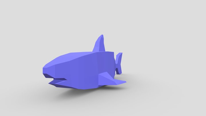 Low-Poly Shark (blue) 3D Model
