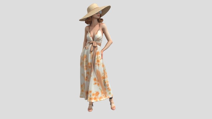 Celia Apricot, a sunlit resort fashion figure 3D Model