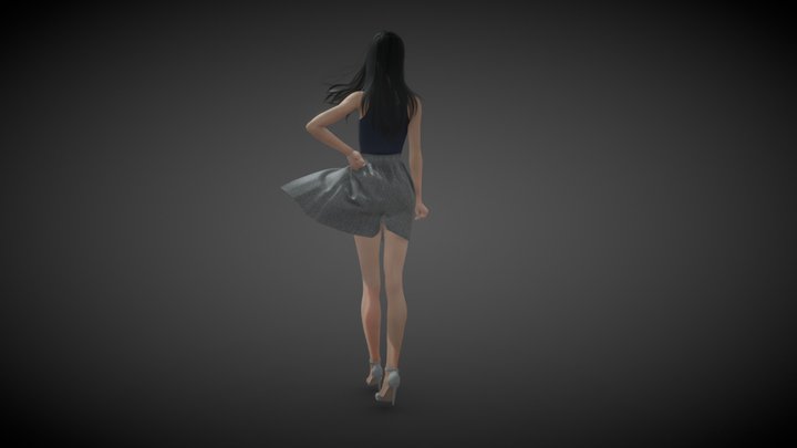 Standing Asian Girl 3D Model