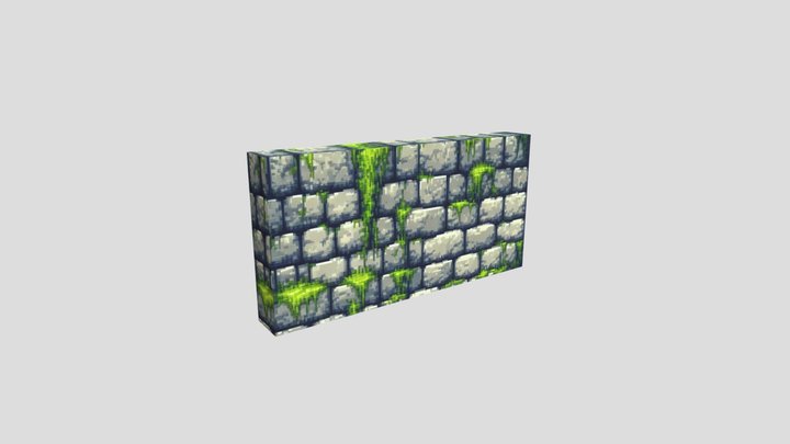 Mossy stone wall 3D Model