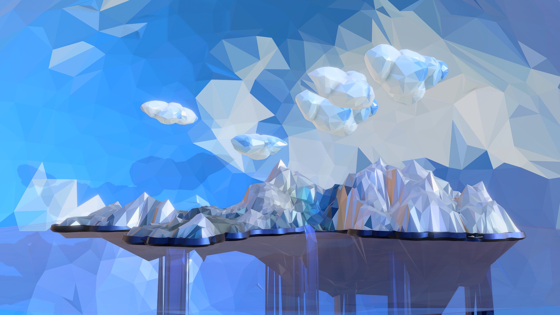 3D model Low Polygon Art Snow Island Mountain Waterfall - This is a 3D model of the Low Polygon Art Snow Island Mountain Waterfall. The 3D model is about background pattern.