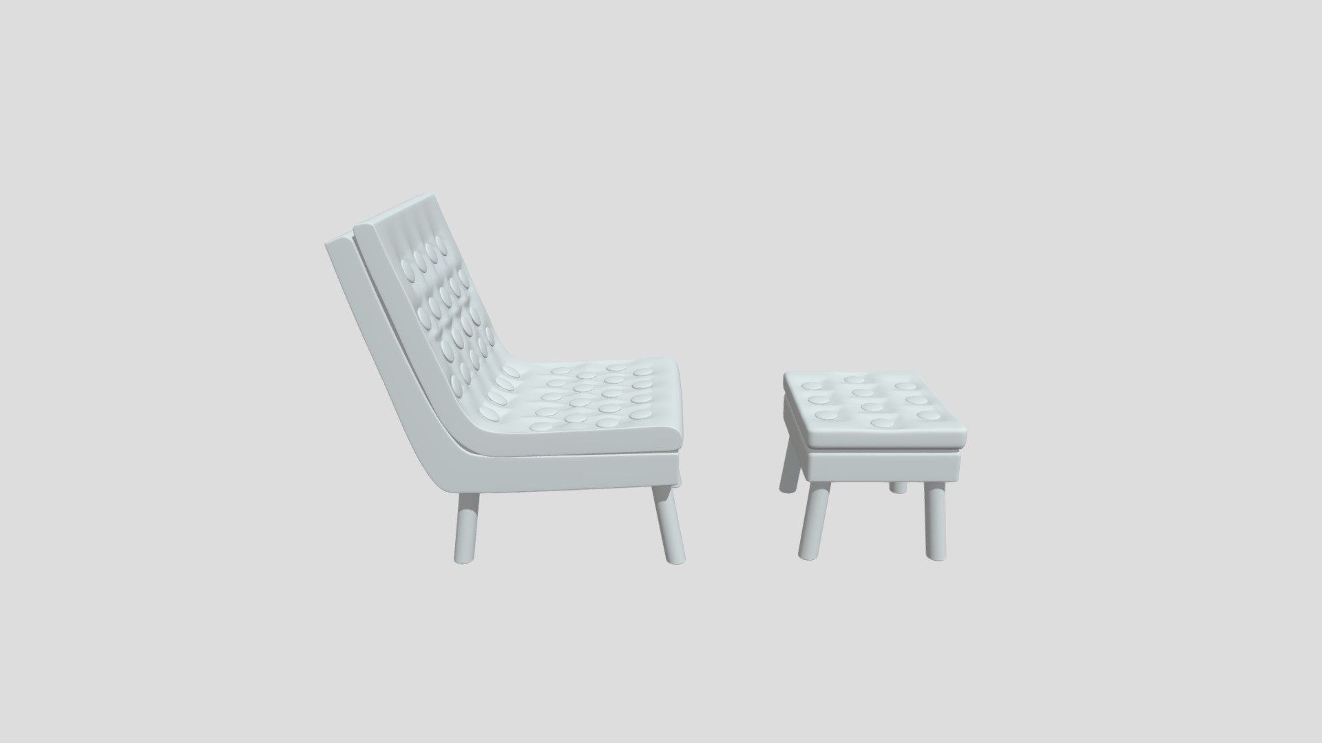 Lounge Chair and Ottoman - Smooth Mesh