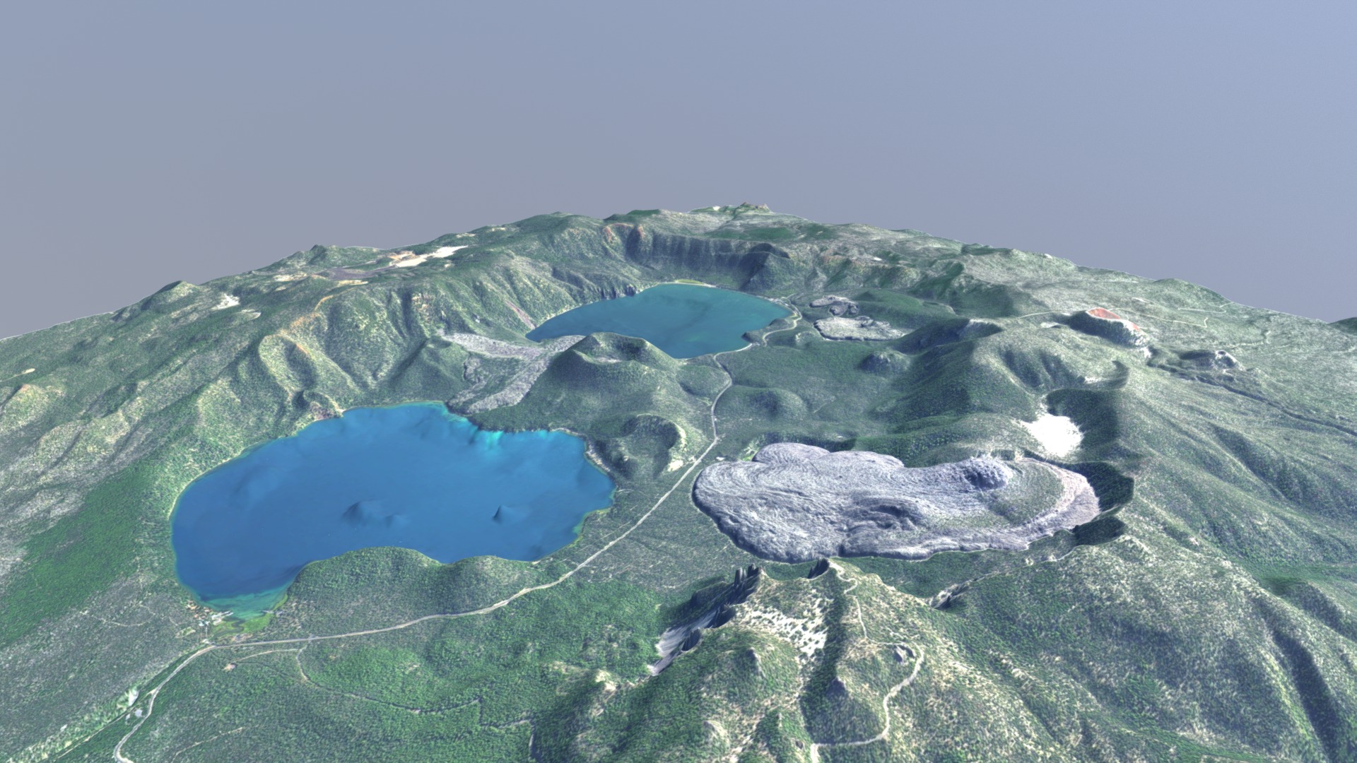 3D model Newberry Volcano, Oregon – LiDAR Surface Model - This is a 3D model of the Newberry Volcano, Oregon - LiDAR Surface Model. The 3D model is about an aerial view of a large body of water.