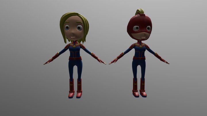 Chibi / Cartoony Captain Marvel 3D Model