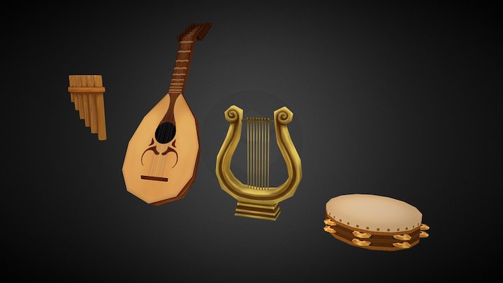 Low Poly Instruments 3D Model