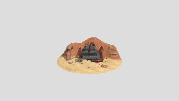 Underwater Temple Diorama 3D Model