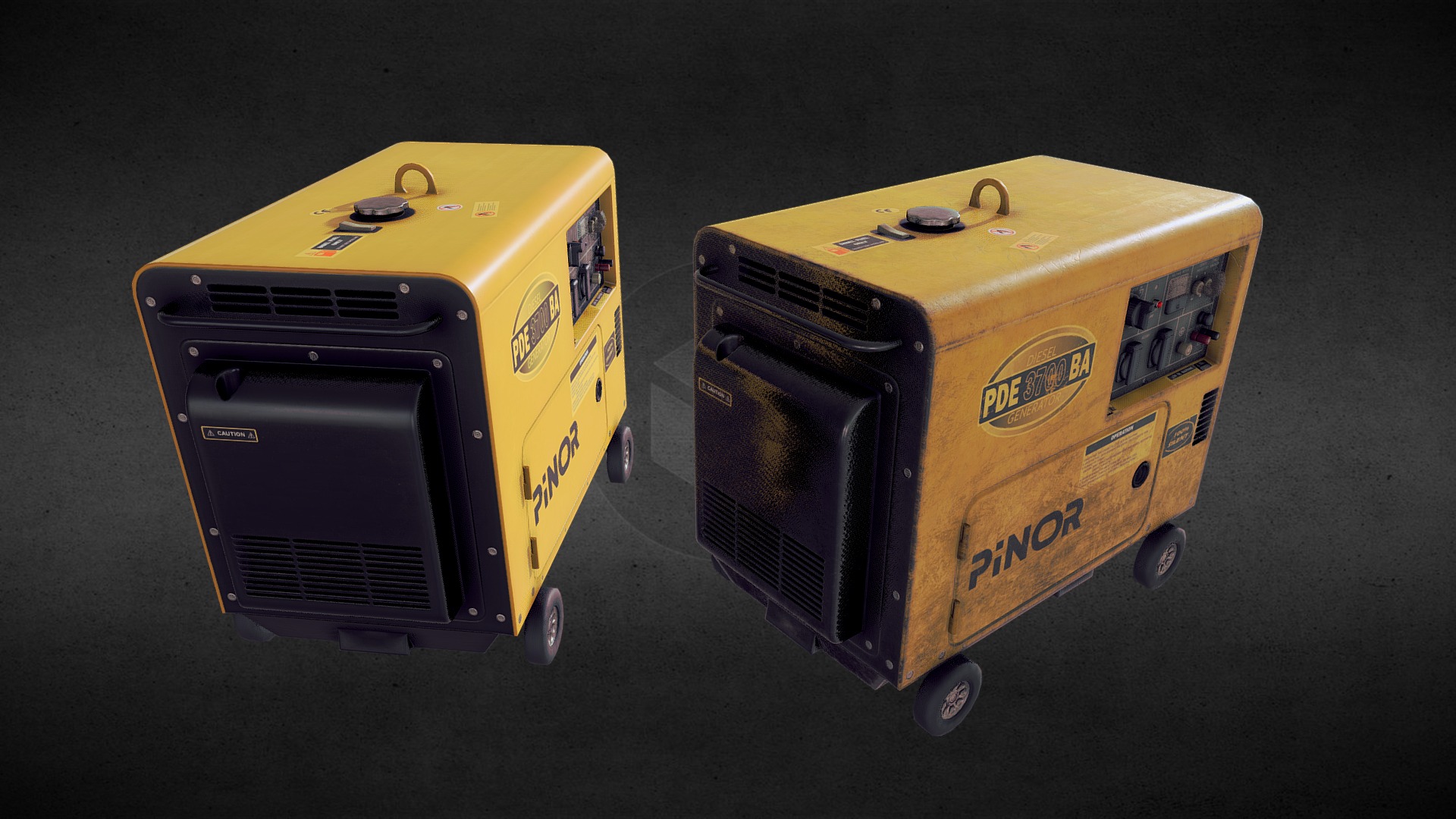 3D model Diesel Generator - This is a 3D model of the Diesel Generator. The 3D model is about two yellow and black boxes.