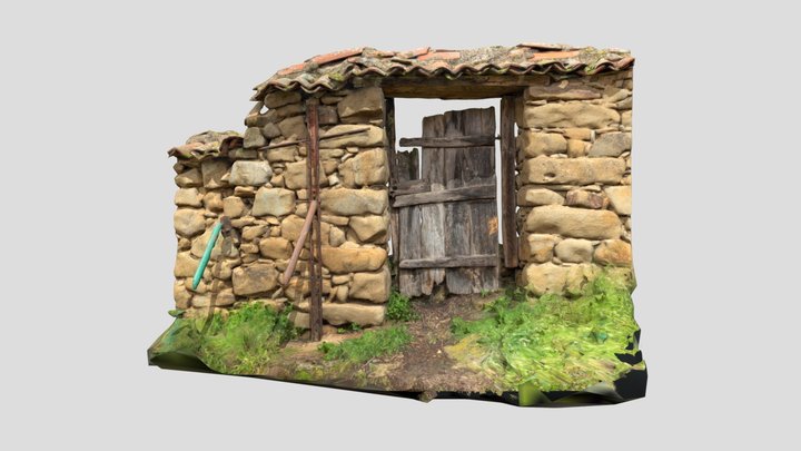 Part of an old stone wall before restoration. 3D Model